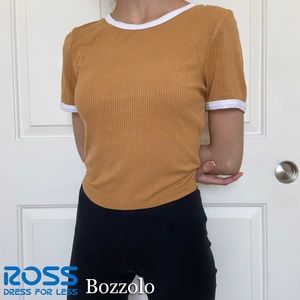 Ross: Bozzolo - Yellow Ribbed Top With White